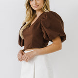 Puff Sleeve Crop Top