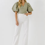 Puff Sleeve Crop Top