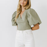 Puff Sleeve Crop Top