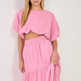 Voluminous Textured Cropped Top
