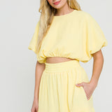Voluminous Textured Cropped Top