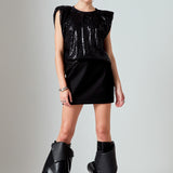 Sequin Shoulder Pad Top