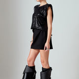 Sequin Shoulder Pad Top