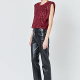 Sequin Shoulder Pad Top