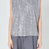 Sequin Shoulder Pad Top - Final Sale