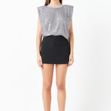 Sequin Shoulder Pad Top
