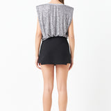 Sequin Shoulder Pad Top