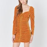 Sweetheart Neckline Ruched Woven Dress