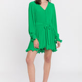 Chiffon Pleated Mini Dress