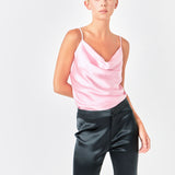 Satin Cowl Neck Top