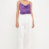 Satin Cowl Neck Top