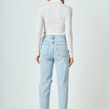 Destroyed High Waisted Skinny Jeans