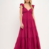 Ruffle Sleeve Maxi Dress