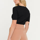 Ribbed Short Sleeve Knit Top