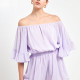 Ruffled Sleeve Romper