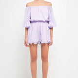 Ruffled Sleeve Romper