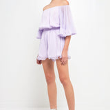 Ruffled Sleeve Romper