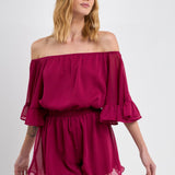 Ruffled Sleeve Romper
