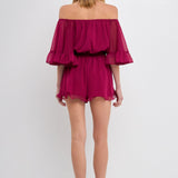 Ruffled Sleeve Romper