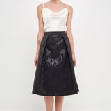 Metallic Jacquard Flare Midi Skirt