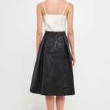 Metallic Jacquard Flare Midi Skirt