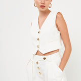 Cropped Vest with Button Detail