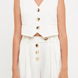 Cropped Vest with Button Detail