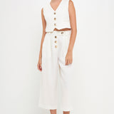 Cropped Vest with Button Detail