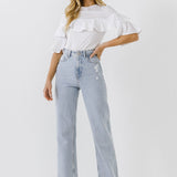Ruffle Sleeve T-Shirt