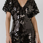ENDLESS ROSE - Short Sleeve Sequin Romper - ROMPERS available at Objectrare
