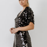 ENDLESS ROSE - Short Sleeve Sequin Romper - ROMPERS available at Objectrare