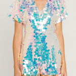 ENDLESS ROSE - Short Sleeve Sequin Romper - ROMPERS available at Objectrare