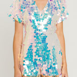 ENDLESS ROSE - Short Sleeve Sequin Romper - ROMPERS available at Objectrare