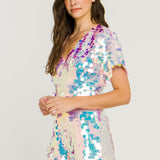 ENDLESS ROSE - Short Sleeve Sequin Romper - ROMPERS available at Objectrare