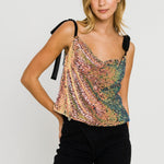ENDLESS ROSE - Orora Sequins Ribbon Tied Top - TOPS available at Objectrare