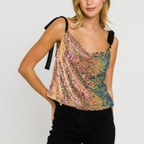 ENDLESS ROSE - Orora Sequins Ribbon Tied Top - TOPS available at Objectrare