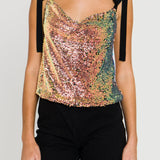 ENDLESS ROSE - Orora Sequins Ribbon Tied Top - TOPS available at Objectrare