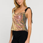 ENDLESS ROSE - Orora Sequins Ribbon Tied Top - TOPS available at Objectrare
