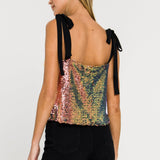 ENDLESS ROSE - Orora Sequins Ribbon Tied Top - TOPS available at Objectrare