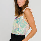 ENDLESS ROSE - Orora Sequins Ribbon Tied Top - TOPS available at Objectrare
