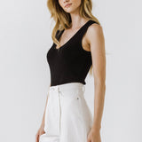 Sleeveless V-neck Top