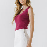 Sleeveless V-neck Top
