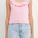 Ruffle Neck Knit Top