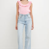 Ruffle Neck Knit Top