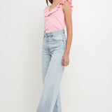 Ruffle Neck Knit Top