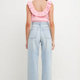 Ruffle Neck Knit Top