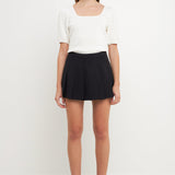 Knit Square Neck Puff Top