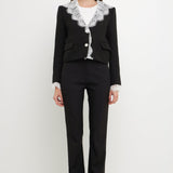 Tweed Jacket With Lace Collar