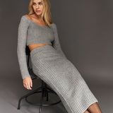 High-Waisted Knit Midi Skirt