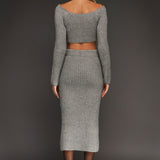 High-Waisted Knit Midi Skirt